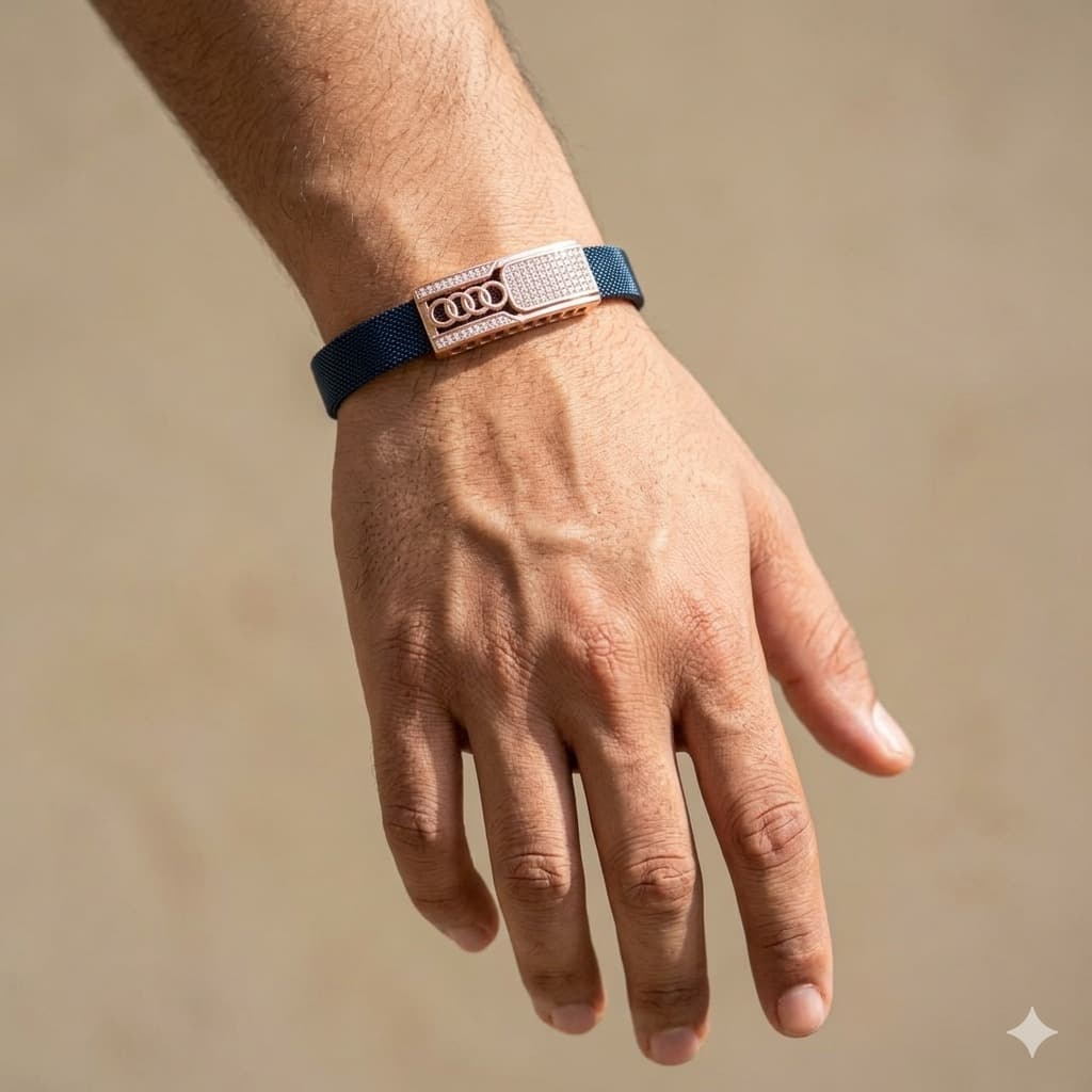 Azure Mesh ID Cuff Bracelet